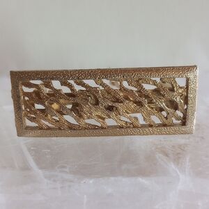 MADE IN FRANCE GOLD TONE TEXTURED METAL HAIR CLIP SIGNED BTE SGDG